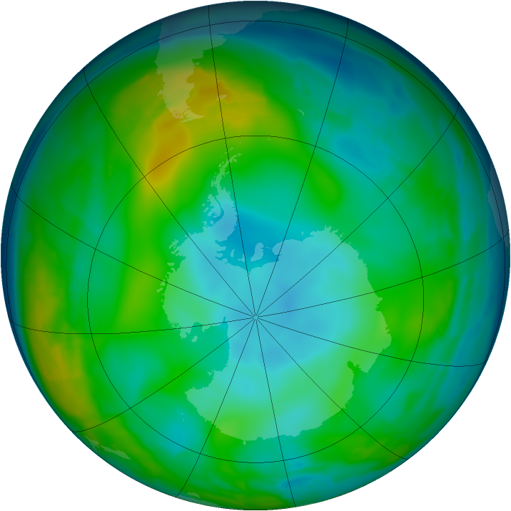 Antarctic ozone map for 21 June 2009